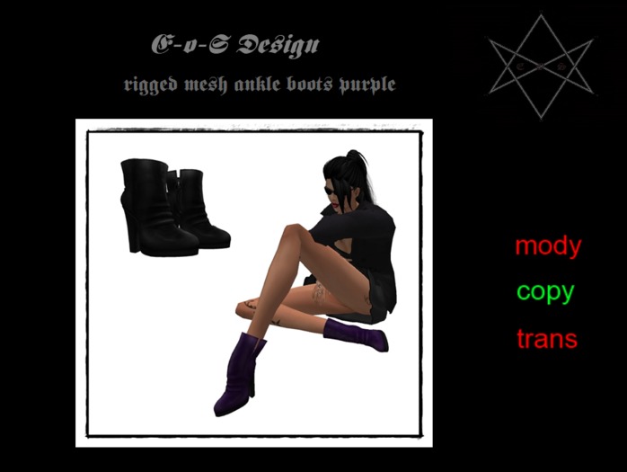 rigged mesh ankle boots purple