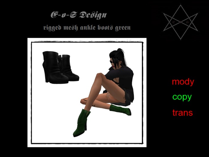 rigged mesh ankle boots green