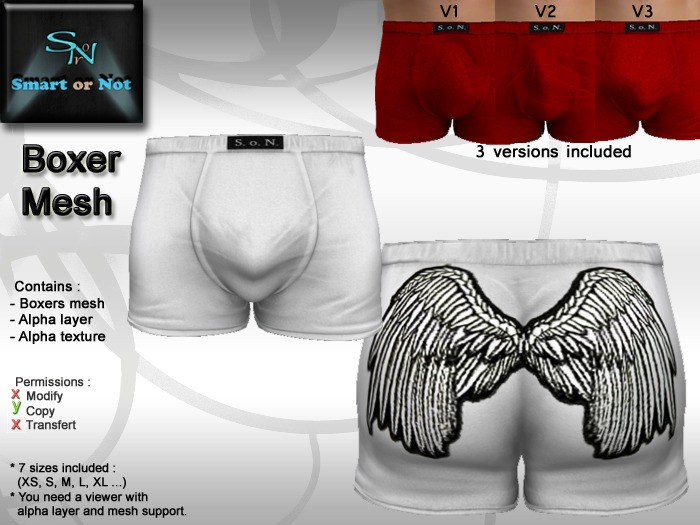 Boxer wings white - MESH