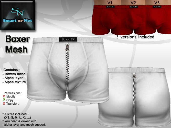 Boxer zip 1 blanc - MESH