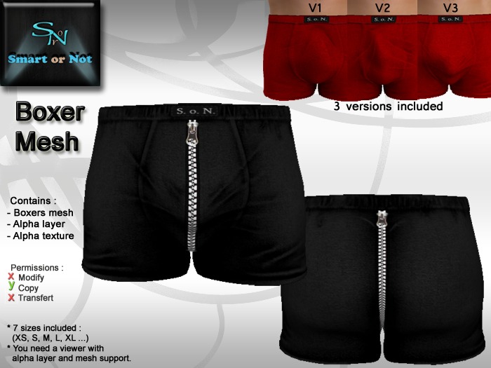 Boxer zip 1 black - MESH