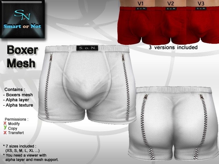 Boxer zip 2 white - MESH