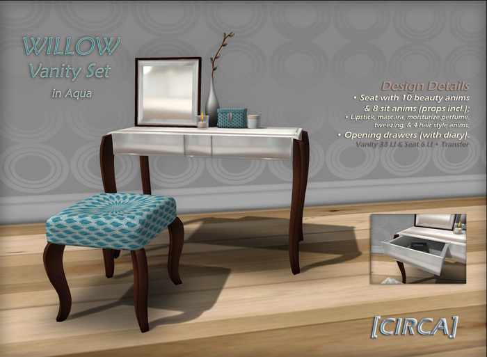 [CIRCA] - "Willow" - Vanity Set in Aqua - DISCOUNTED 60% Off