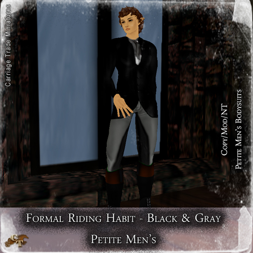 @CTM@ Formal Riding Habit (Male Petite Only) Gray & Black