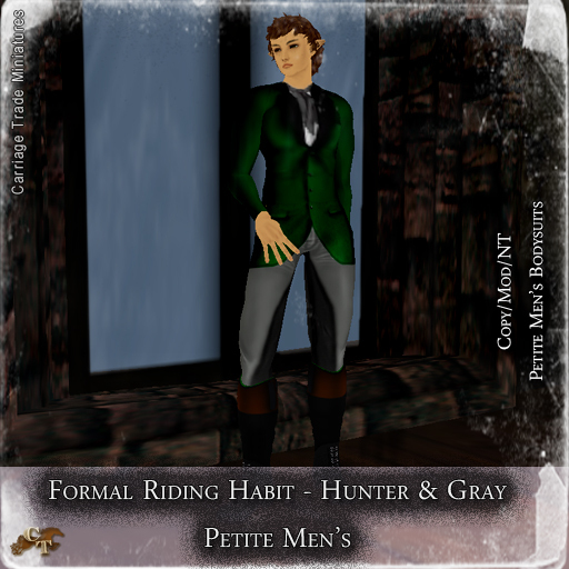 @CTM@ Formal Riding Habit (Male Petite Only) Gray & Hunter