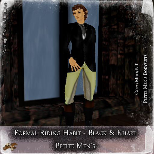 @CTM@ Formal Riding Habit (Male Petite Only) Khaki & Black