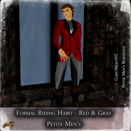 @CTM@ Formal Riding Habit (Male Petite Only) Gray & Red