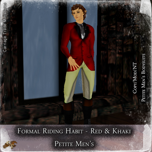 @CTM@ Formal Riding Habit (Male Petite Only) Khaki & Red