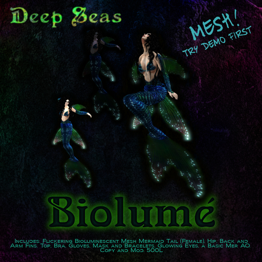 -Deep Seas- BIOLUME Mermaid Tail - Aqua