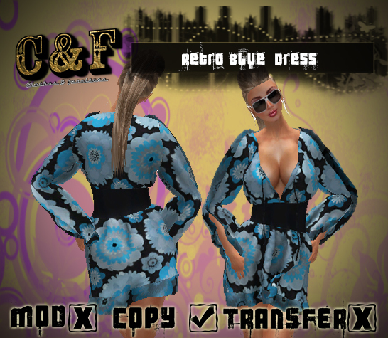 Retro Blue  Dress C&F