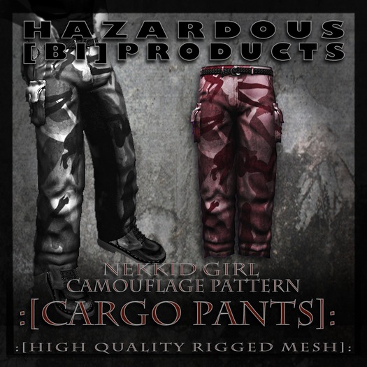 :[HBP]: Cargo Pants - GIRLIE CAMO - RUST [High Quality Rigged Mesh]