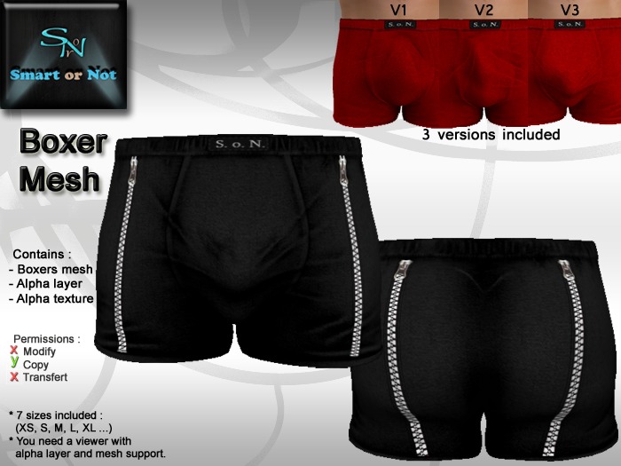 Boxer zip 2 black - MESH