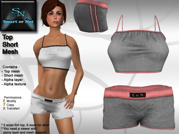 Boxer top grey pink - MESH