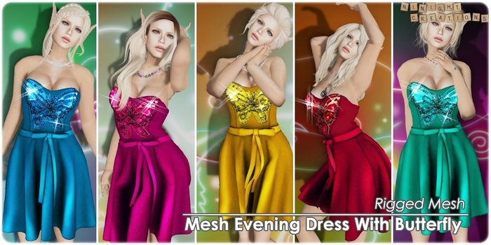 NN Mesh Evening Dress With Butterfly FAT PACK