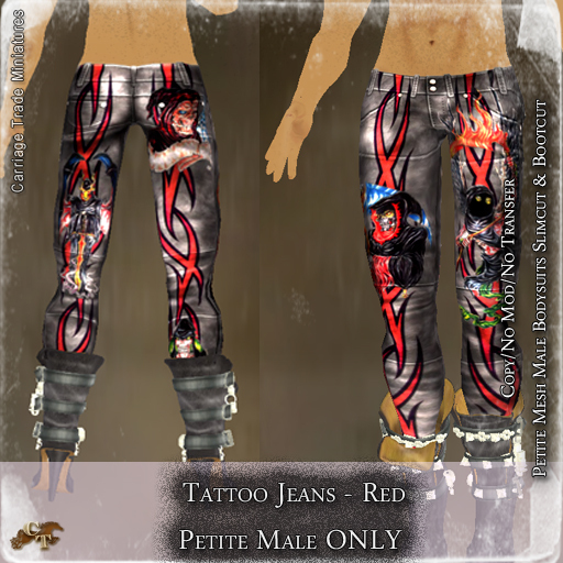 @CTM Tattoo Jeans (Petite Male Only) Red