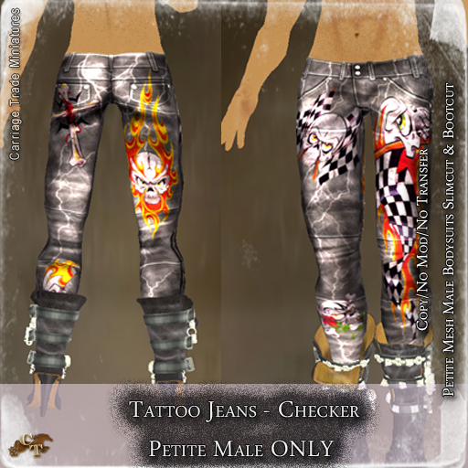 @CTM Tattoo Jeans (Petite Male Only) Checker