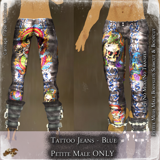 @CTM Tattoo Jeans (Petite Male Only) Blue