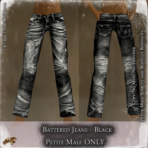 @CTM Battered Jeans (Petite Male Only) Black