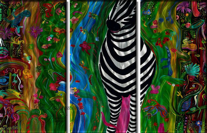 Zebra Abstract Wall Art Colorful