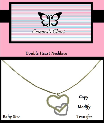 *Cemora's Closet* Double Heart Necklace Baby (Boxed)