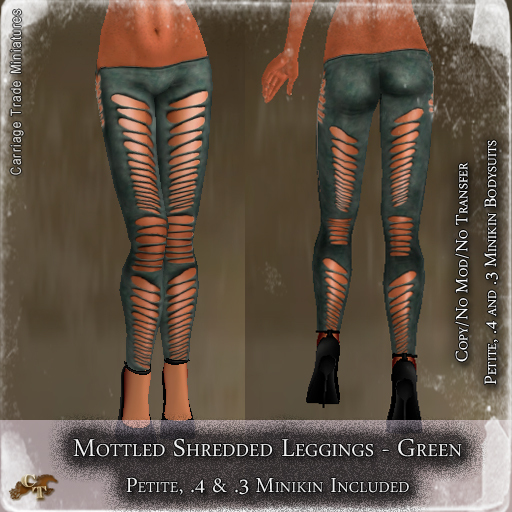@CTM@ Shredded Leggings (P/.3 & .4 M) Mottled Green