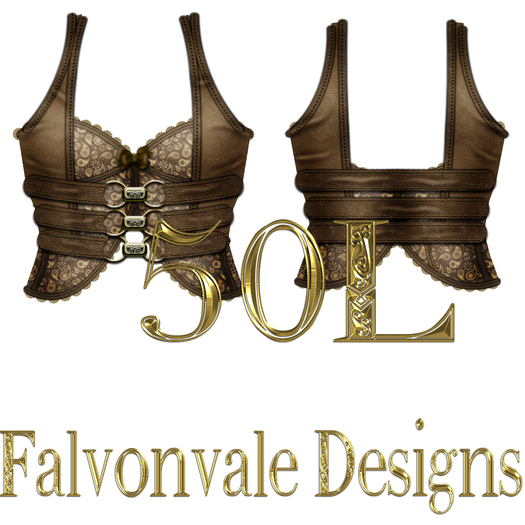 Brown paisley corsette and leather vest top