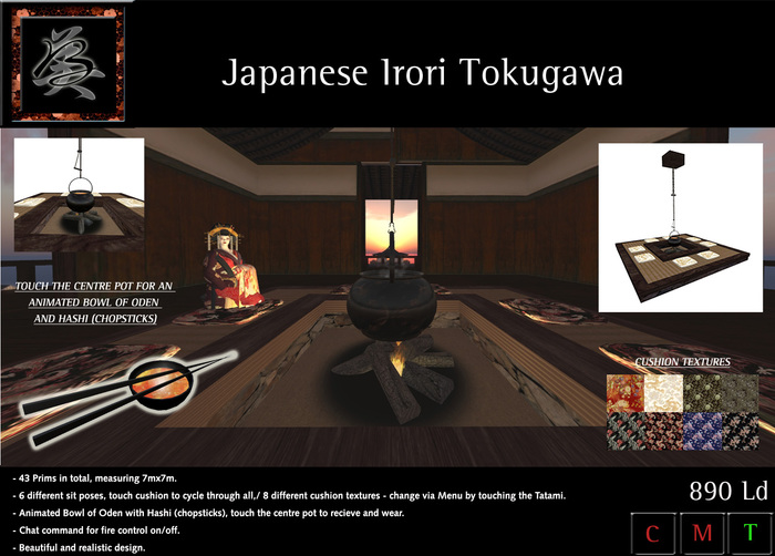 ** BARZANE DESIGN ** - Furniture Japanese Irori Tokugawa Kitchen Hearth Fireplace 