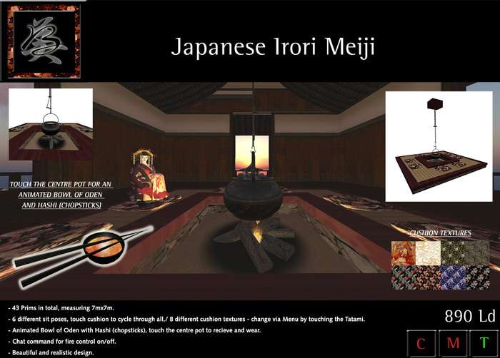 ** BARZANE DESIGN ** - Furniture Japanese Irori Meiji Kitchen Hearth Fireplace 