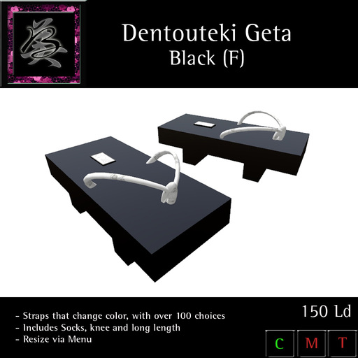 ** BARZANE DESIGN ** - Shoes Dentouteki Geta Black Women Box