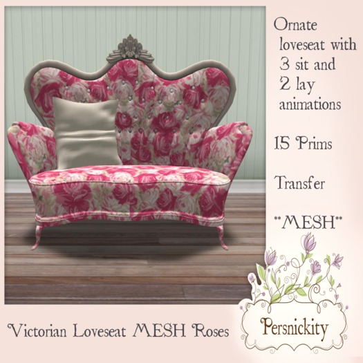 Victorian Loveseat MESH Roses
