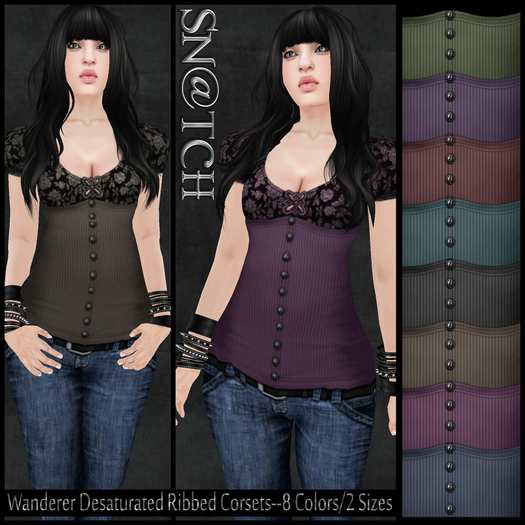 :::Sn@tch Wanderer Ribbed Corsets (Desaturated):::