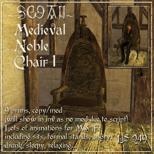 ~SWAN~ Medieval Noble Chair (Variety of Animations for RP)