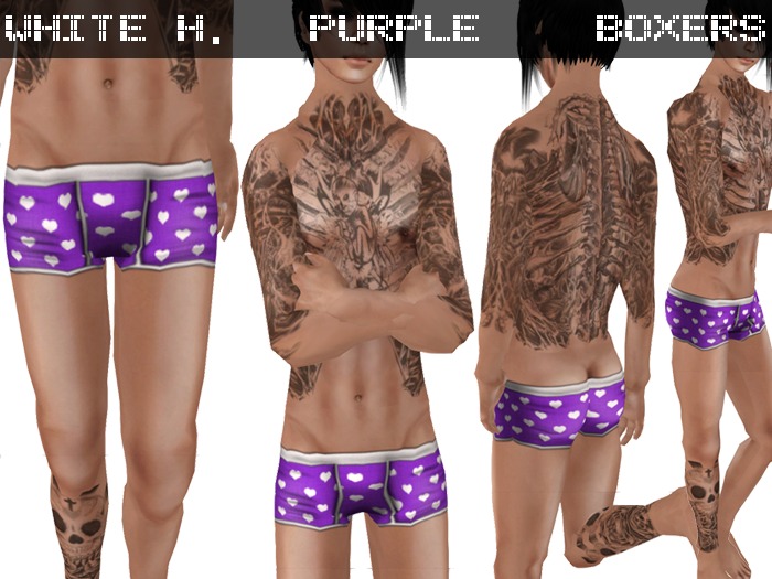 White Hearts Purple Boxers