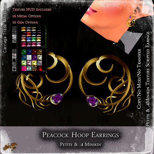 @CT@ Peacock Hoop Earrings (P/.4 M/I) 