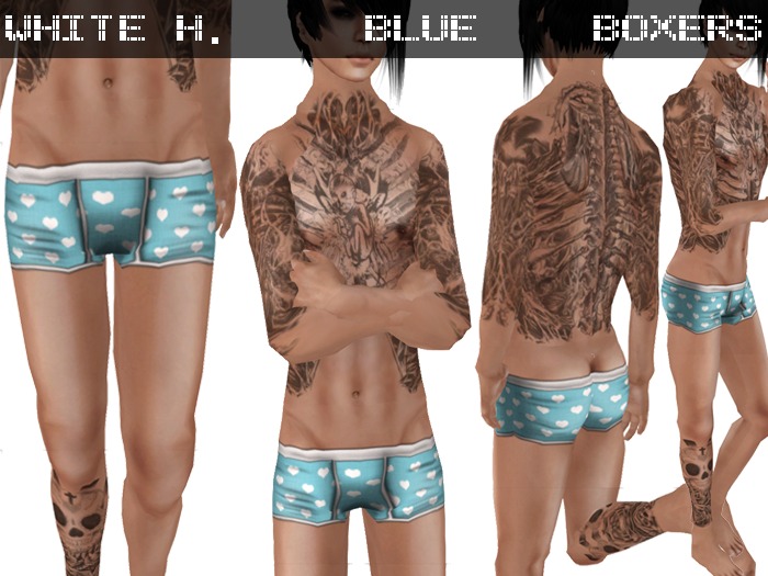 White Hearts Blue Boxers