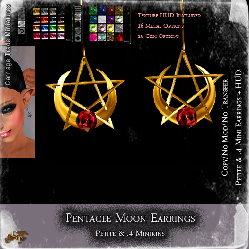 @CT@ Pentacle Moon Earrings  (P/.4 M/I) 