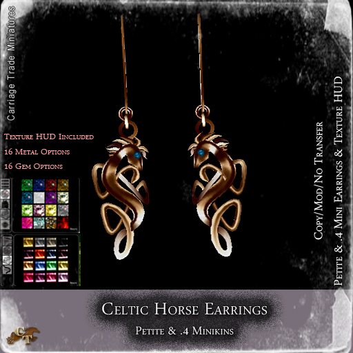@CT@  Celtic Horse Earrings  (P/.4 M/I) 