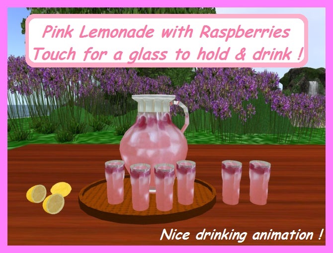 Pink Lemonade with Raspberries ~ Touch for a drink !