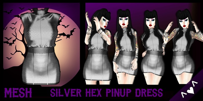 ^v^DRBC^v^Silver Hex Pinup Dress