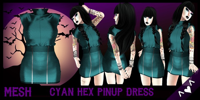 ^v^DRBC^v^Cyan Hex Pinup Dress