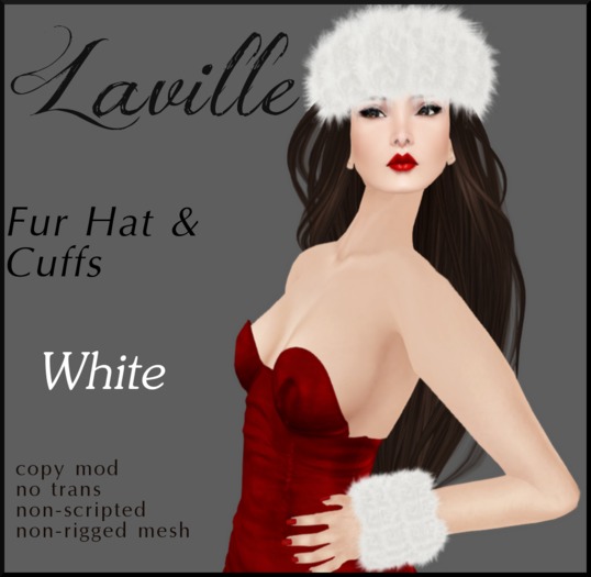 ! Laville ! Fur Hat & Cuffs WHITE