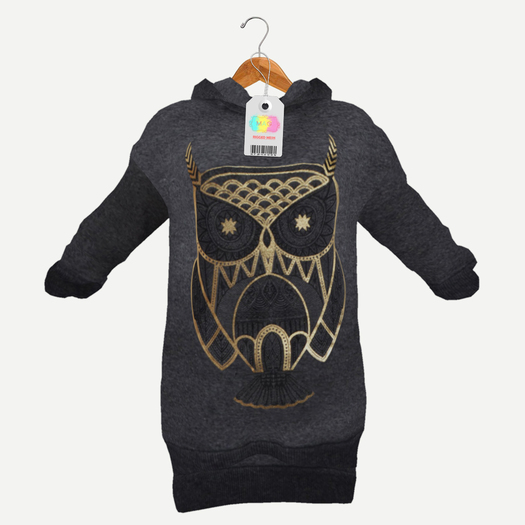 {Mag} Hooded Loose Sweater- Gray Owl