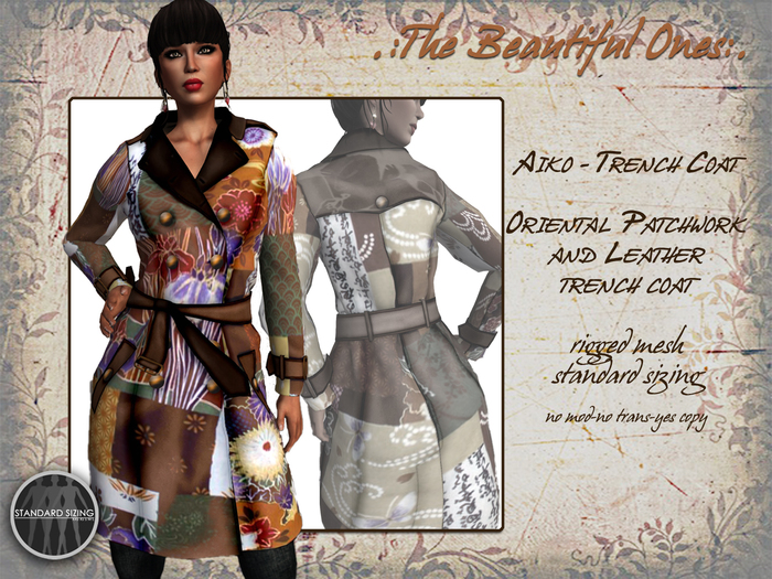 .:TBO:. Aiko - Mesh trench coat oriental patchwork