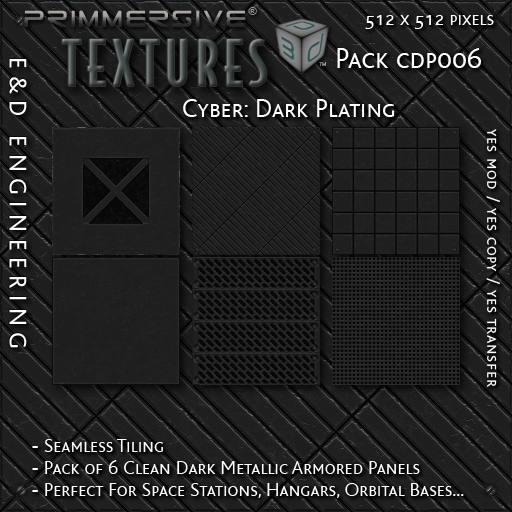Second Life Marketplace - [CDP006] 6 512px Dark Steel Plate Textures ...