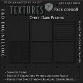 [CDP008] 6 512px Dark Steel Plate and Armored Panel Seamless Textures for Cyber and Space Settings by E&D ENGINEERING