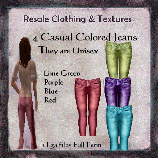 Second Life Marketplace - Resale & Textures 4 Casual Colored Jeans