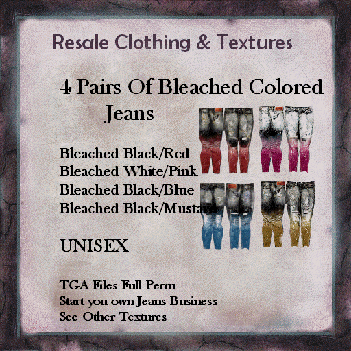 Resale & Textures 4 Pairs Bleached Jeans