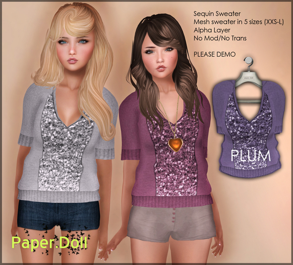 :Paper.Doll: Sequin Sweater: Plum