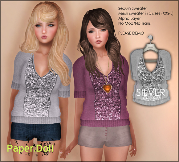 :Paper.Doll: Sequin Sweater: Silver