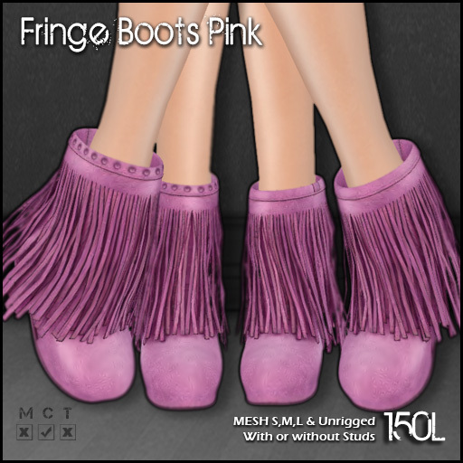 [ SAKIDE ] Fringe Boots Pink
